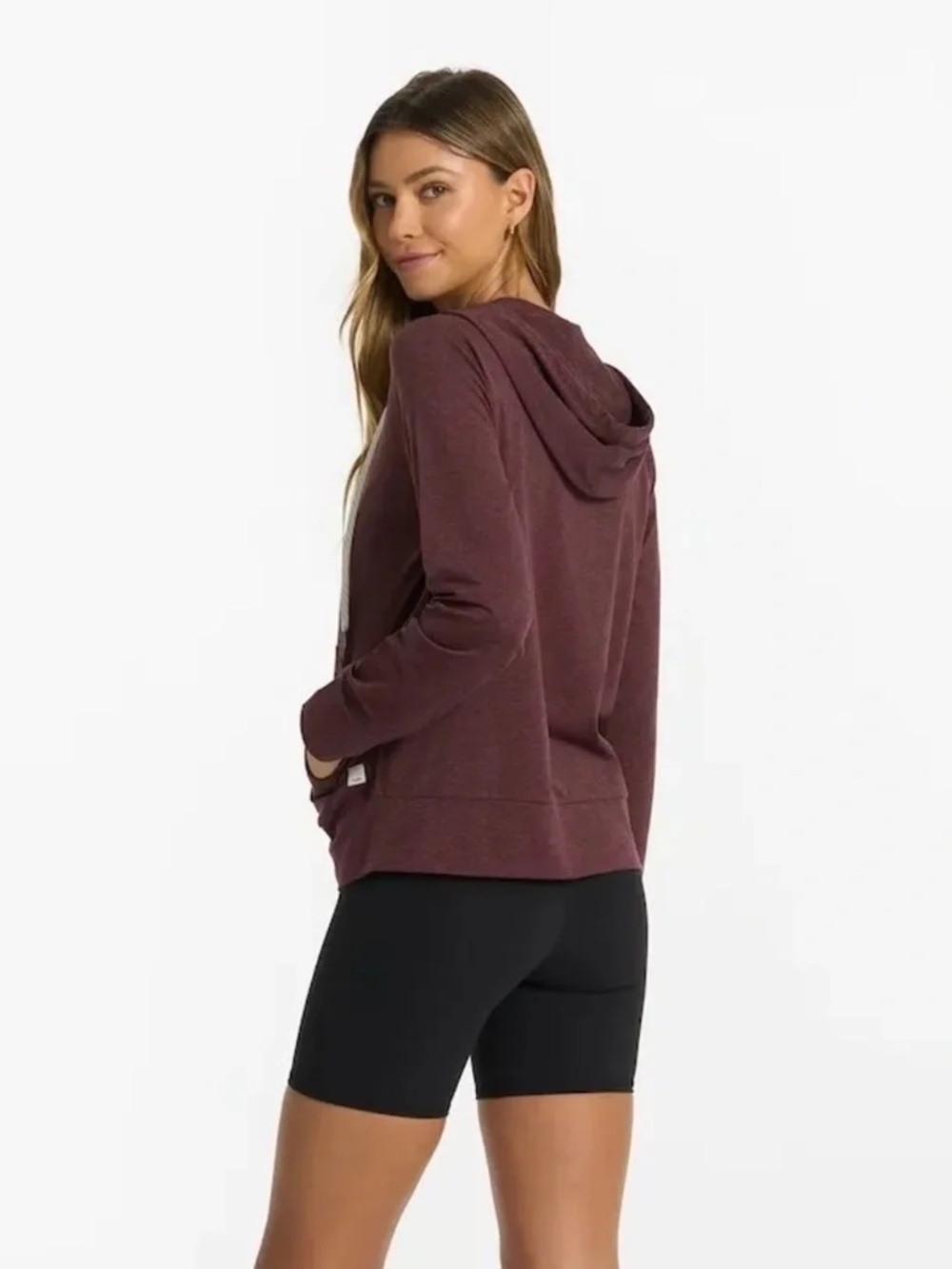 Vuori Halo Modern Full Zip Hoodie Heathered Maroon (S) - Picture 2 of 5